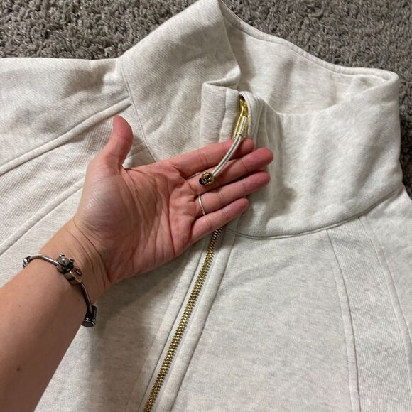 Lululemon Size XL XXL Scuba Oversized Funnel-Neck Half Zip Heathered Bone Gold - Picture 6 of 9